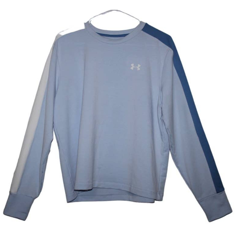 Womens Under Armour Rival Terry Colorblock Crewneck Sweatshirt Blue White Size M